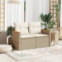 Sofá de jardín con cojines de 2 plazas ratán sintético beige de , Sofás de exterior - Ref: Foro24-366066, Precio: 143,86 €, D...