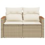 Sofá de jardín con cojines de 2 plazas ratán sintético beige de , Sofás de exterior - Ref: Foro24-366066, Precio: 143,86 €, D...