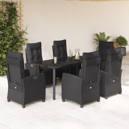 Set de comedor de jardín 7 pzas y cojines ratán sintético negro en Conjuntos de jardín | Comprar online en Foru.es