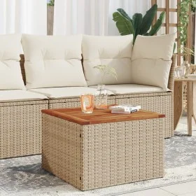 Mesa de jardín ratán sintético madera acacia beige 55x55x37 cm de , Mesas de jardín - Ref: Foro24-366064, Precio: 54,07 €, De...
