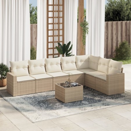 Juego de sofás de jardín con cojines beige 8 pzas ratán PE de , Conjuntos de jardín - Ref: Foro24-3219048, Precio: 519,44 €, ...