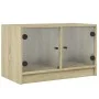 Mueble de TV con puertas de vidrio roble Sonoma 68x37x42 cm de , Muebles TV - Ref: Foro24-836359, Precio: 37,84 €, Descuento: %
