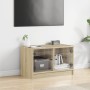 Mueble de TV con puertas de vidrio roble Sonoma 68x37x42 cm de , Muebles TV - Ref: Foro24-836359, Precio: 38,18 €, Descuento: %