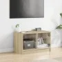 Mueble de TV con puertas de vidrio roble Sonoma 68x37x42 cm de , Muebles TV - Ref: Foro24-836359, Precio: 37,84 €, Descuento: %