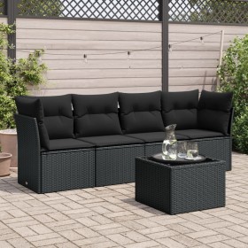 Set de muebles de jardín 5 pzas y cojines ratán sintético negro de , Conjuntos de jardín - Ref: Foro24-3249074, Precio: 329,1...