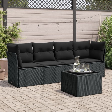 Set de muebles de jardín 5 pzas y cojines ratán sintético negro de , Conjuntos de jardín - Ref: Foro24-3249074, Precio: 329,1...