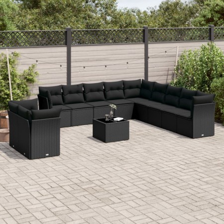 Set de sofás de jardín 12 piezas cojines ratán sintético negro de , Conjuntos de jardín - Ref: Foro24-3249724, Precio: 847,71...
