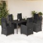Set de comedor de jardín 7 pzas y cojines ratán sintético negro en Conjuntos de jardín | Comprar online en Foru.es
