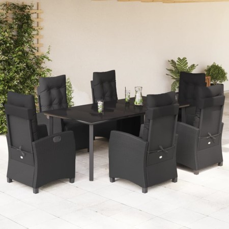 Set de comedor de jardín 7 pzas y cojines ratán sintético negro en Conjuntos de jardín | Comprar online en Foru.es