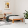 Estructura cama con cabecero madera pino marrón cera 90x190 cm de , Camas y somieres - Ref: Foro24-844267, Precio: 74,17 €, D...