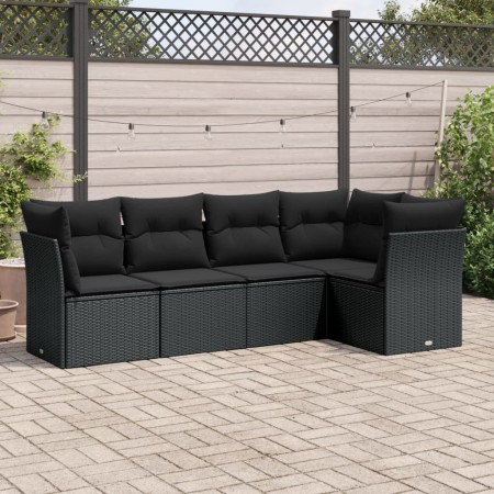 Set de muebles de jardín 5 pzas y cojines ratán sintético negro de , Conjuntos de jardín - Ref: Foro24-3249434, Precio: 356,5...
