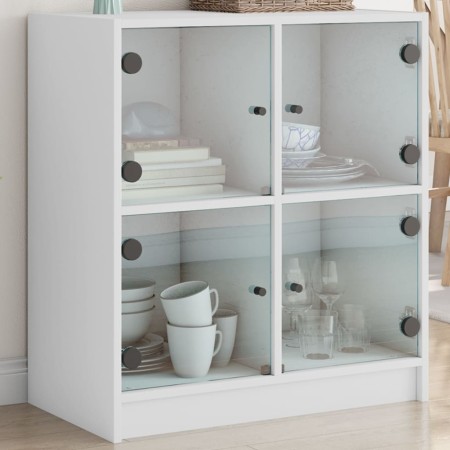 Armario auxiliar con puertas de vidrio blanco 68x37x75,5 cm de , Aparadores - Ref: Foro24-836378, Precio: 67,35 €, Descuento: %