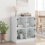 Armario auxiliar con puertas de vidrio blanco 68x37x75,5 cm de , Aparadores - Ref: Foro24-836378, Precio: 67,35 €, Descuento: %