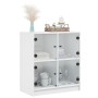 Armario auxiliar con puertas de vidrio blanco 68x37x75,5 cm de , Aparadores - Ref: Foro24-836378, Precio: 67,35 €, Descuento: %