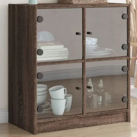 Auxiliary wardrobe with oak brown glass doors 68x37x75.5 cm by , Sideboards - Ref: Foro24-836384, Price: 77,82 €, Discount: %