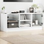 Mueble de TV con puertas de vidrio blanco 102x37x42 cm de , Muebles TV - Ref: Foro24-836371, Precio: 48,38 €, Descuento: %
