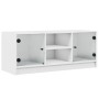 Mueble de TV con puertas de vidrio blanco 102x37x42 cm de , Muebles TV - Ref: Foro24-836371, Precio: 48,38 €, Descuento: %