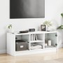 Mueble de TV con puertas de vidrio blanco 102x37x42 cm de , Muebles TV - Ref: Foro24-836371, Precio: 48,38 €, Descuento: %