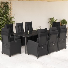 Set de comedor de jardín 9 pzas y cojines ratán sintético negro en Conjuntos de jardín | Comprar online en Foru.es