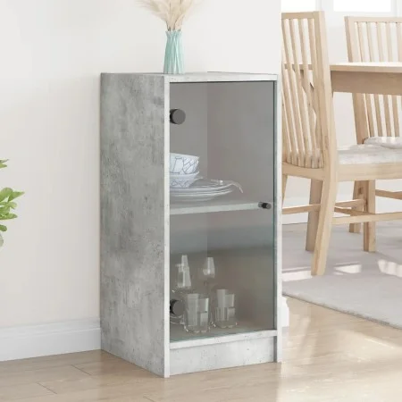 Armario auxiliar puertas de vidrio gris hormigón 35x37x75,5 cm de , Aparadores - Ref: Foro24-836402, Precio: 51,26 €, Descuen...