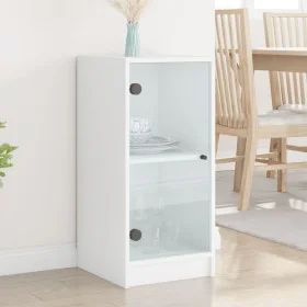 Armario auxiliar con puertas de vidrio blanco 35x37x75,5 cm de , Aparadores - Ref: Foro24-836399, Precio: 51,05 €, Descuento: %