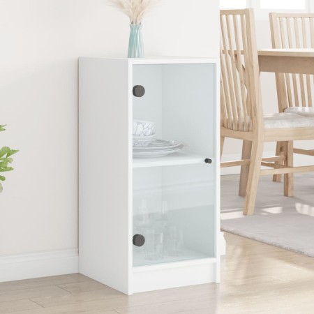 Armario auxiliar con puertas de vidrio blanco 35x37x75,5 cm de , Aparadores - Ref: Foro24-836399, Precio: 53,86 €, Descuento: %