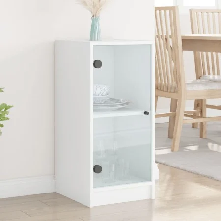 Armario auxiliar con puertas de vidrio blanco 35x37x75,5 cm de , Aparadores - Ref: Foro24-836399, Precio: 51,05 €, Descuento: %