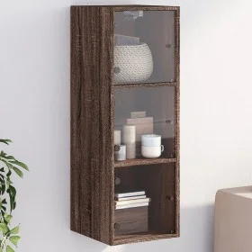 Wandschrank Eiche braun Glastüren 35x37x100 cm von , Schließfächer und Lagerschränke - Ref: Foro24-836489, Preis: 64,44 €, Ra...