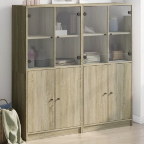 Estantería con puertas madera roble Sonoma 136x37x142 cm de , Librerías y estanterías - Ref: Foro24-3206526, Precio: 269,99 €...