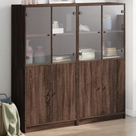 Estantería con puertas madera marrón roble 136x37x142 cm de , Librerías y estanterías - Ref: Foro24-3206530, Precio: 252,89 €...