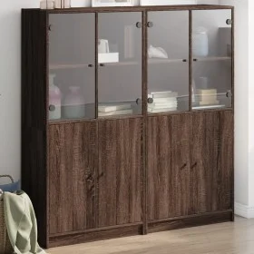 Shelf with oak brown wood doors 136x37x142 cm by , Bookcases and shelves - Ref: Foro24-3206530, Price: 250,52 €, Discount: %