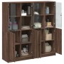 Estantería con puertas madera marrón roble 136x37x142 cm de , Librerías y estanterías - Ref: Foro24-3206530, Precio: 252,89 €...