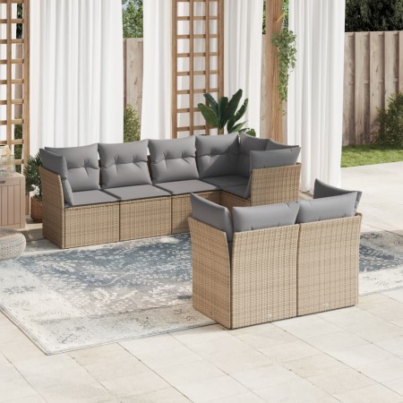 Set sofás de jardín 7 piezas y cojines ratán sintético beige de , Conjuntos de jardín - Ref: Foro24-3217899, Precio: 460,49 €...