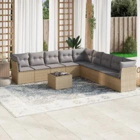 Juego de sofás jardín con cojines beige 10 pzas ratán sintético de , Conjuntos de jardín - Ref: Foro24-3249628, Precio: 630,5...