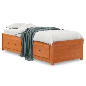 Sofá cama de madera maciza de pino marrón cera 90x190 cm de , Camas y somieres - Ref: Foro24-844479, Precio: 191,48 €, Descue...