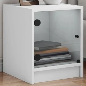 Mesitas de noche con puertas de vidrio 2 uds blanco 35x37x42 cm de , Mesitas de noche - Ref: Foro24-836344, Precio: 41,04 €, ...
