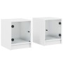Mesitas de noche con puertas de vidrio 2 uds blanco 35x37x42 cm de , Mesitas de noche - Ref: Foro24-836344, Precio: 41,35 €, ...
