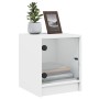 Mesitas de noche con puertas de vidrio 2 uds blanco 35x37x42 cm de , Mesitas de noche - Ref: Foro24-836344, Precio: 41,35 €, ...