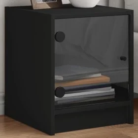 Mesitas de noche con puertas de vidrio 2 uds negro 35x37x42 cm de , Mesitas de noche - Ref: Foro24-836346, Precio: 41,10 €, D...