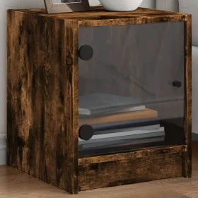 Nachttische mit Glastür, 2 Stück, geräucherte Eiche, 35 x 37 x 42 cm von , Nachttische - Ref: Foro24-836352, Preis: 39,86 €, ...