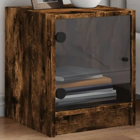 Mesitas noche puertas de vidrio 2 uds roble ahumado 35x37x42 cm de , Mesitas de noche - Ref: Foro24-836352, Precio: 39,86 €, ...