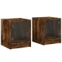 Mesitas noche puertas de vidrio 2 uds roble ahumado 35x37x42 cm de , Mesitas de noche - Ref: Foro24-836352, Precio: 39,86 €, ...