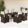 Set comedor de jardín 7 pzas con cojines ratán sintético marrón en Conjuntos de jardín | Comprar online en Foru.es