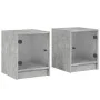 Mesitas noche puertas de vidrio 2 uds gris hormigón 35x37x42 cm de , Mesitas de noche - Ref: Foro24-836350, Precio: 39,86 €, ...