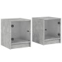 Mesitas noche puertas de vidrio 2 uds gris hormigón 35x37x42 cm de , Mesitas de noche - Ref: Foro24-836350, Precio: 40,20 €, ...