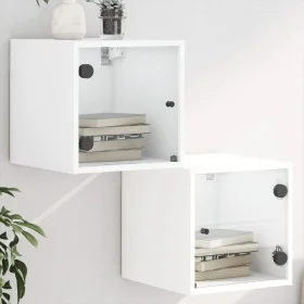 Nachttische mit Glastüren 2 Stück weiß 35x37x35 cm von , Nachttische - Ref: Foro24-836463, Preis: 51,82 €, Rabatt: %