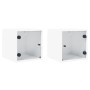 Mesitas de noche con puertas de vidrio 2 uds blanco 35x37x35 cm de , Mesitas de noche - Ref: Foro24-836463, Precio: 52,49 €, ...