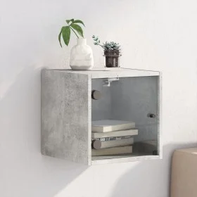 Bedside table with concrete gray glass door 35x37x35 cm by , Nightstands - Ref: Foro24-836468, Price: 32,05 €, Discount: %