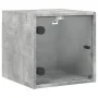 Bedside table with concrete gray glass door 35x37x35 cm by , Nightstands - Ref: Foro24-836468, Price: 32,05 €, Discount: %