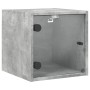 Mesita de noche con puerta de vidrio gris hormigón 35x37x35 cm de , Mesitas de noche - Ref: Foro24-836468, Precio: 32,48 €, D...